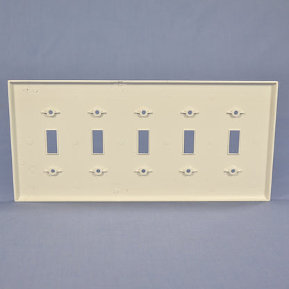 Cooper PJ5W White 5-Gang Unbreakable Toggle Switch Nylon Wallplate Midsize Cover