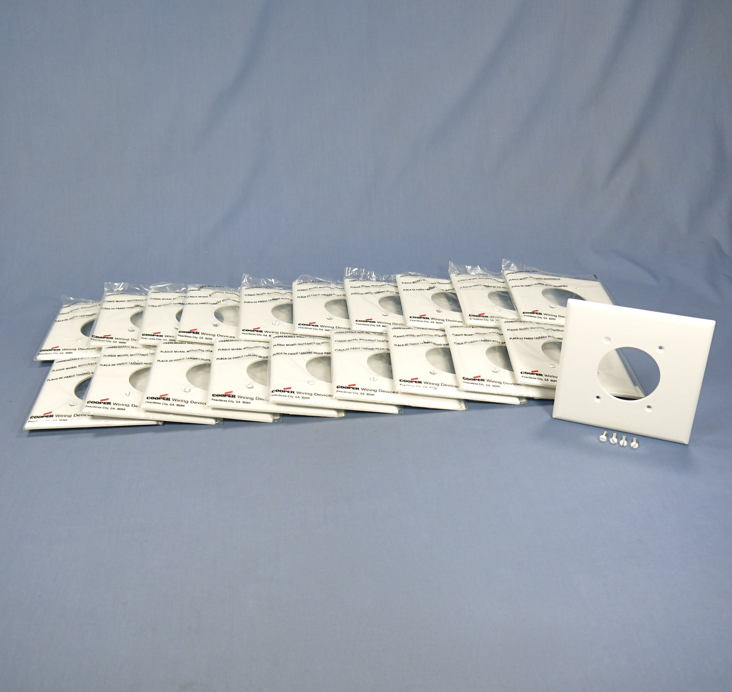 Cooper PJ703W White 2-Gang 2.15" Power Outlet Mid-Size Nylon Wallplates 20-Pack
