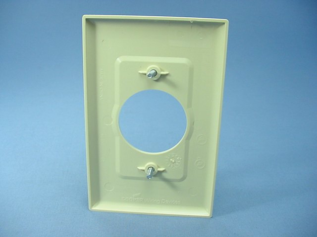 Cooper Ivory Mid-size 1G Unbreakable 20/30A Locking 1.6" Outlet Wallplate PJ720V