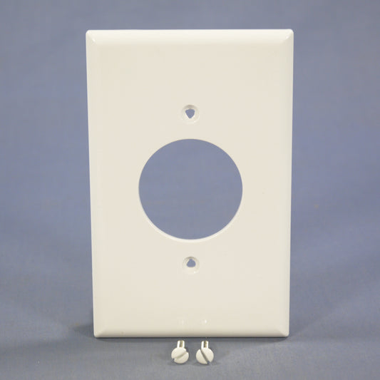 Cooper PJ720W White 1-Gang Nylon 20/30A Locking 1.6" Outlet Mid-Size Wallplate