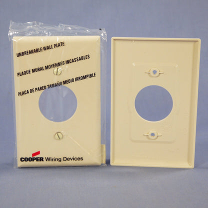Cooper PJ7LA Lt Almond 1-Gang 1.406" Outlet Unbreakable Mid-Size Wallplate 25pc