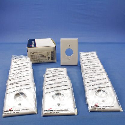Cooper PJ7W White 1-Gang 1.406" Outlet Unbreakable Midsize Wallplate Cover 25pcs