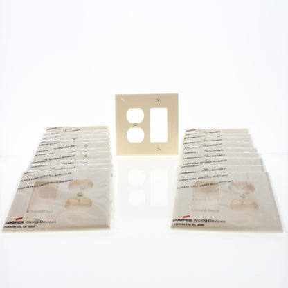 Cooper PJ826A Almond 2-Gang Duplex Outlet Decorator GFCI Nylon Wallplates 20pcs