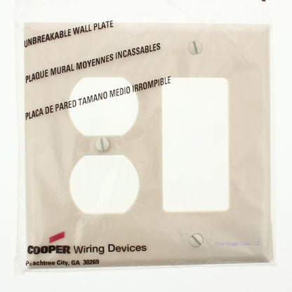 Cooper PJ826A Almond 2-Gang Unbreakable Outlet Decorator Switch GFCI Nylon Cover