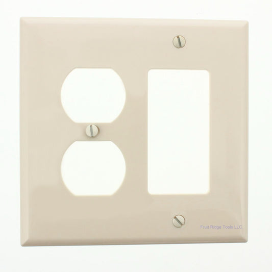 Cooper PJ826A Almond 2-Gang Unbreakable Outlet Decorator Switch GFCI Nylon Cover