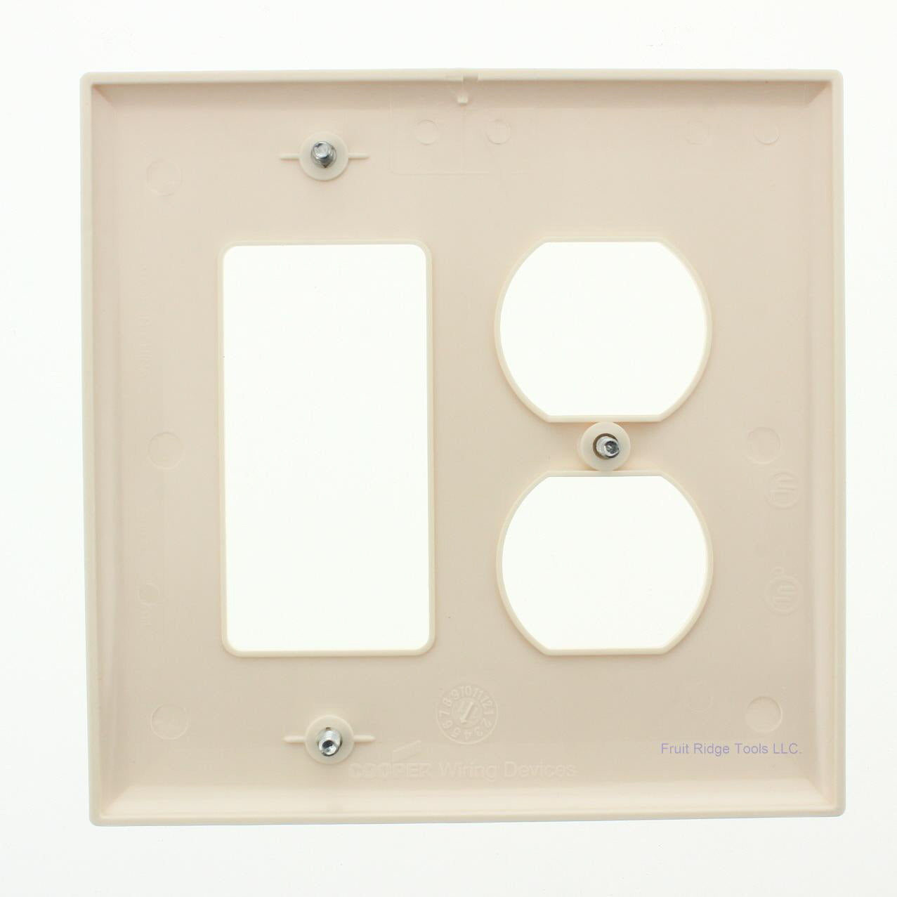 Cooper PJ826A Almond 2-Gang Unbreakable Outlet Decorator Switch GFCI Nylon Cover