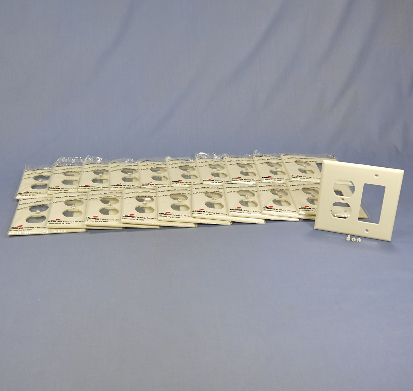 Cooper PJ826LA Lt Almond 2-Gang Duplex Decorator Unbreakable Mid-Size Cover 20pc