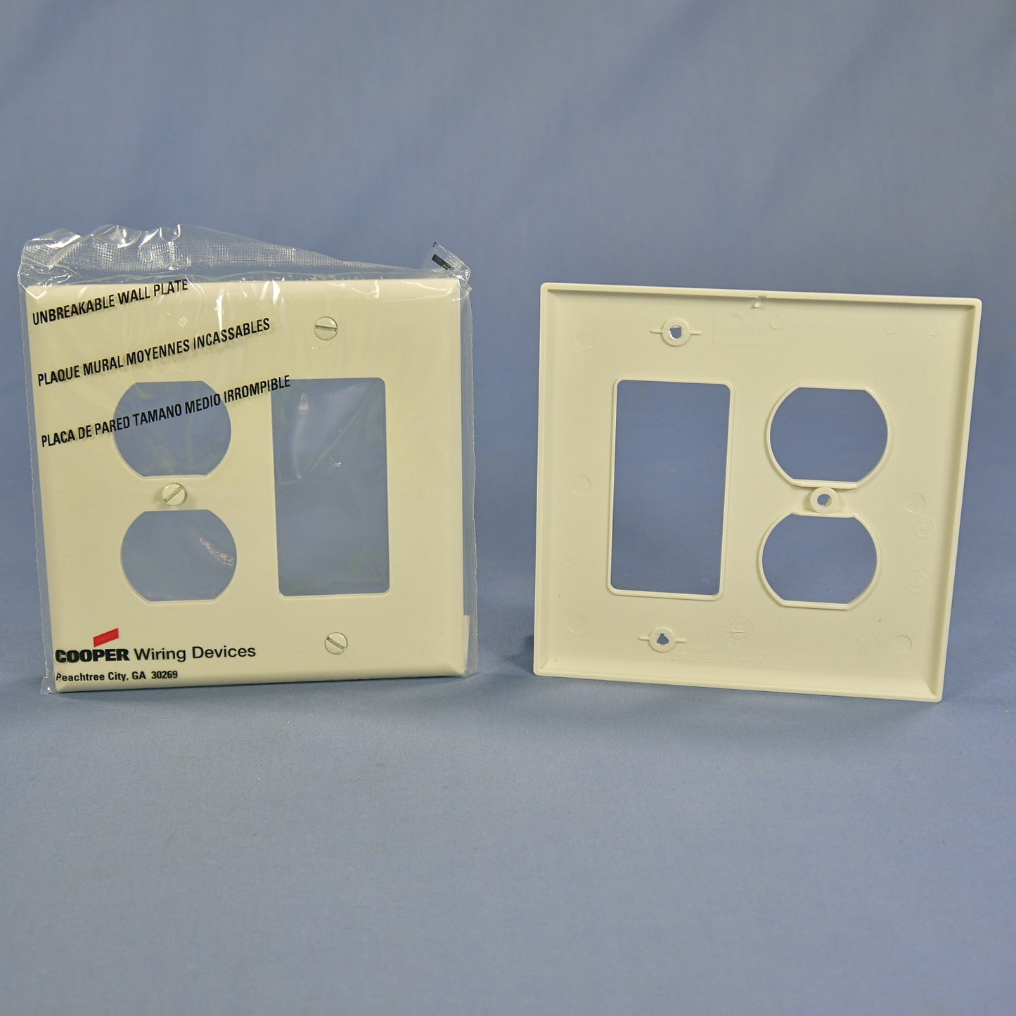 Cooper PJ826LA Lt Almond 2-Gang Duplex Decorator Unbreakable Mid-Size Cover 20pc