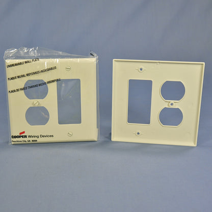 Cooper PJ826LA Lt Almond 2-Gang Duplex Decorator Unbreakable Mid-Size Cover 20pc