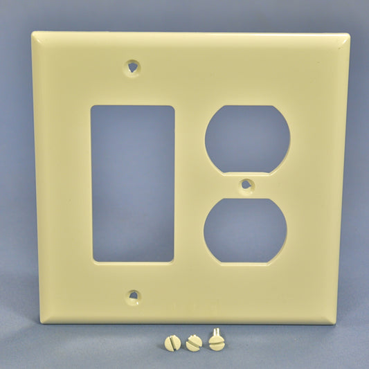 Cooper PJ826LA Light Almond 2-Gang Outlet Decorator Switch GFCI Nylon Wallplate