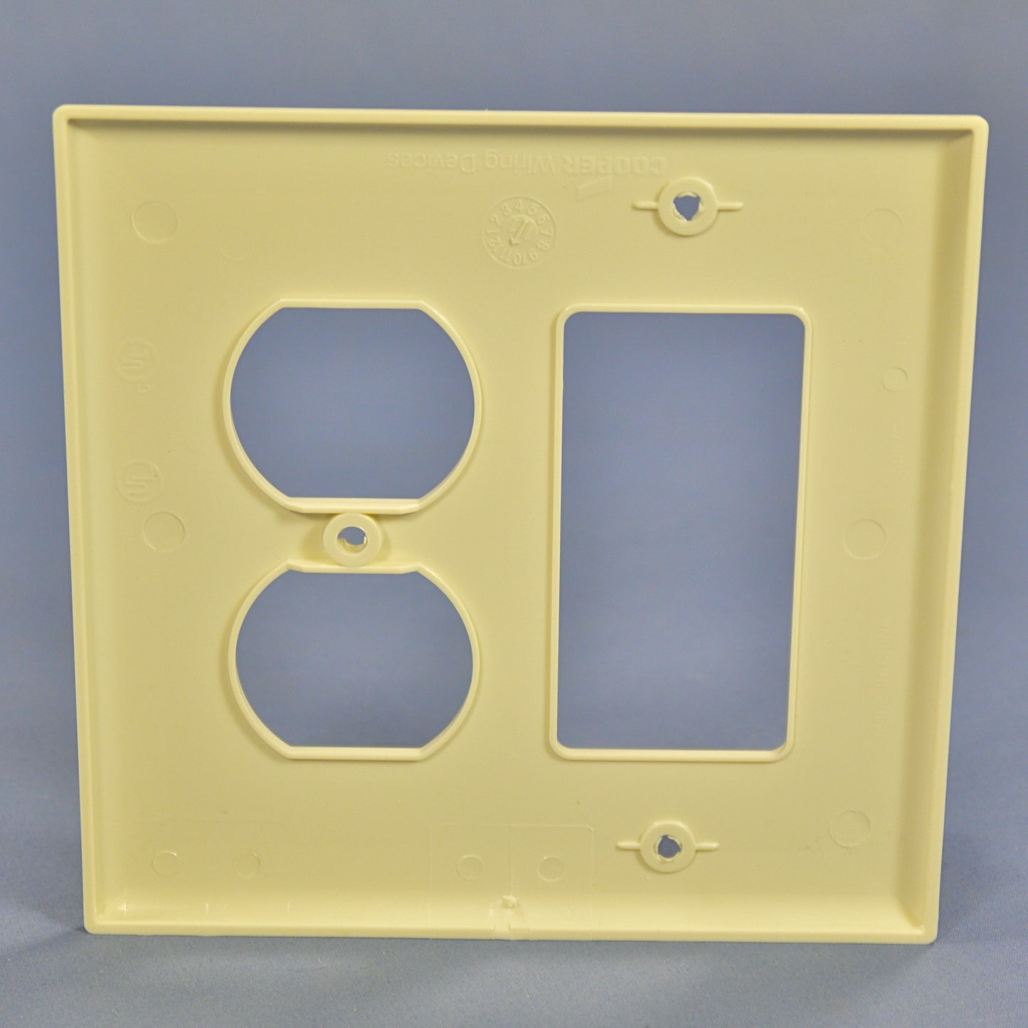 Cooper PJ826LA Light Almond 2-Gang Outlet Decorator Switch GFCI Nylon Wallplate