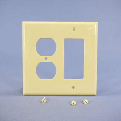 Cooper PJ826V Ivory 2-Gang Duplex Outlet Decorator GFCI Mid-Size Nylon Wallplate