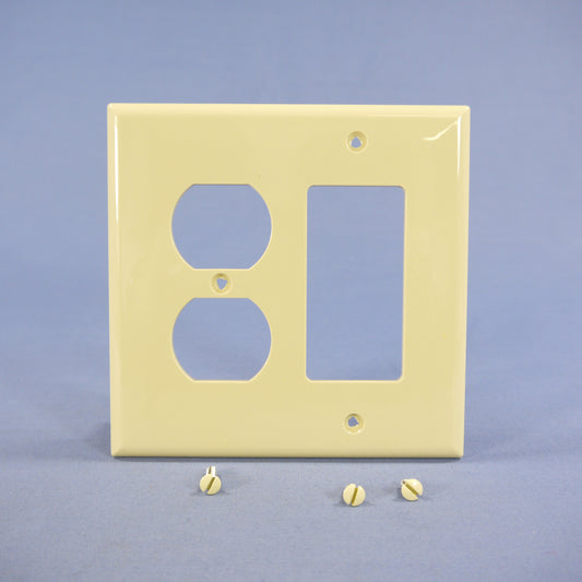 Cooper PJ826V Ivory 2-Gang Duplex Outlet Decorator GFCI Mid-Size Nylon Wallplate