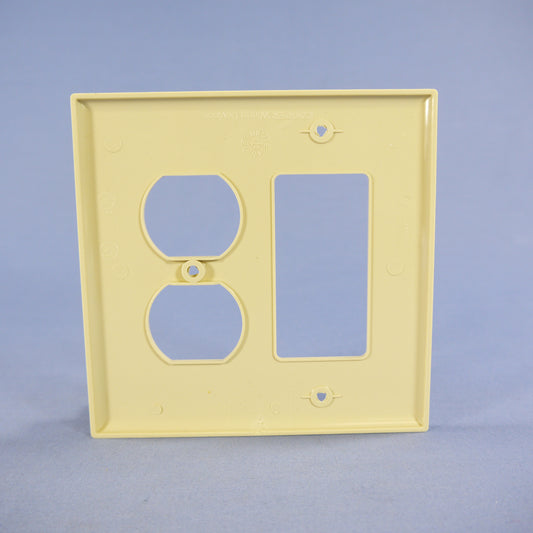 Cooper PJ826V Ivory 2-Gang Duplex Outlet Decorator GFCI Mid-Size Nylon Wallplate