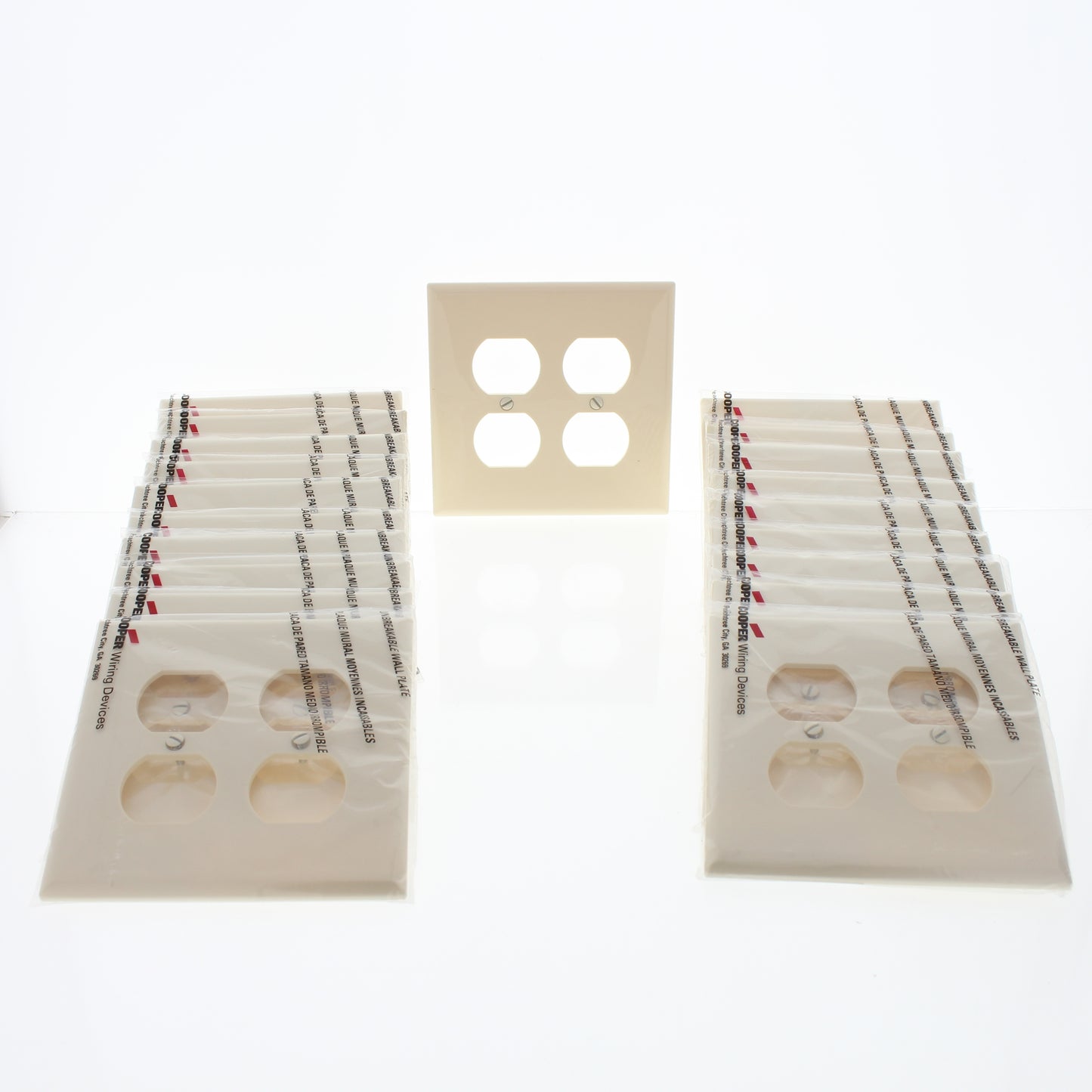 Cooper PJ82A Almond 2-Gang Duplex Outlet Unbreakable Mid-Size Wallplates 20pcs