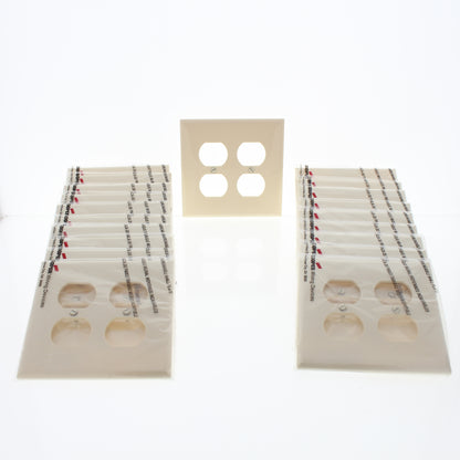 Cooper PJ82A Almond 2-Gang Duplex Outlet Unbreakable Mid-Size Wallplates 20pcs
