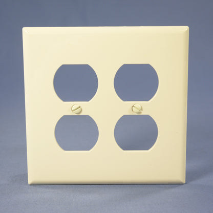 Cooper PJ82A Almond 2-Gang Duplex Outlet Unbreakable Nylon Mid-Size Wallplate