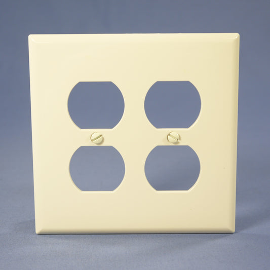 Cooper PJ82A Almond 2-Gang Duplex Outlet Unbreakable Nylon Mid-Size Wallplate
