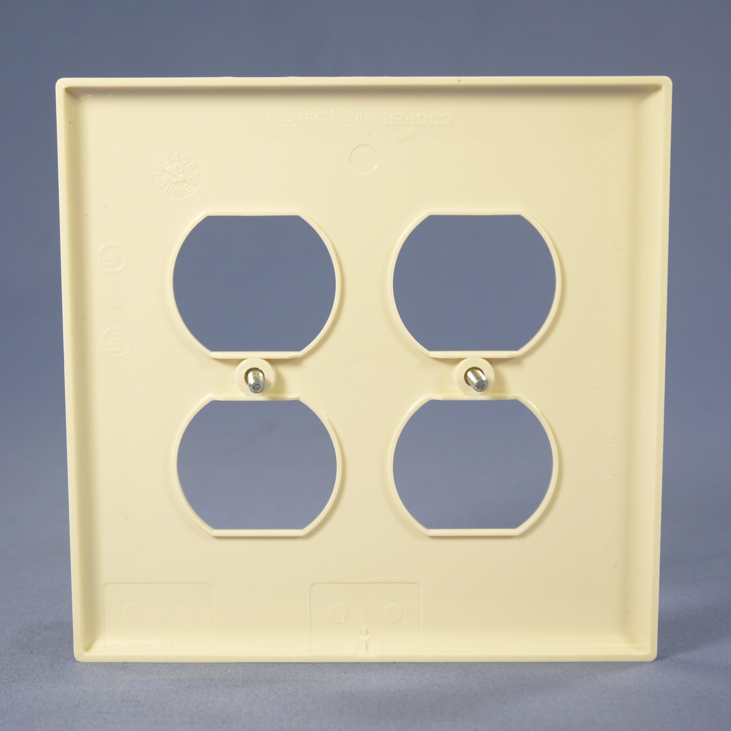 Cooper PJ82A Almond 2-Gang Duplex Outlet Unbreakable Nylon Mid-Size Wallplate