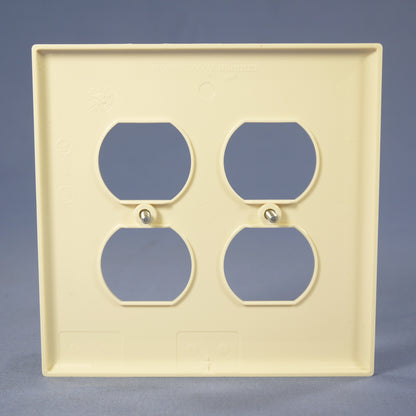 Cooper PJ82A Almond 2-Gang Duplex Outlet Unbreakable Nylon Mid-Size Wallplate