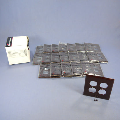 Cooper PJ82B Brown 2-Gang Duplex Outlet Unbreakable Mid-Size Wallplates 20pcs