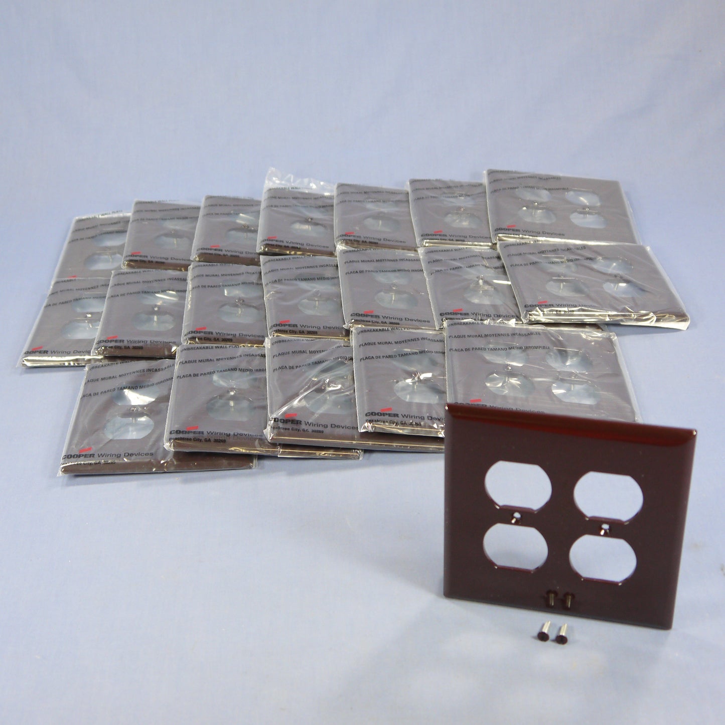 Cooper PJ82B Brown 2-Gang Duplex Outlet Unbreakable Mid-Size Wallplates 20pcs