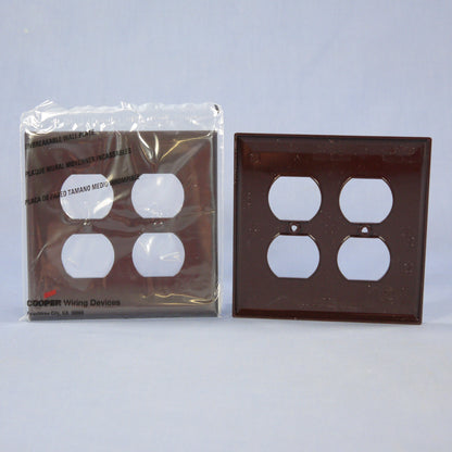 Cooper PJ82B Brown 2-Gang Duplex Outlet Unbreakable Mid-Size Wallplates 20pcs