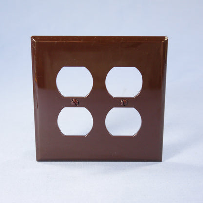 Cooper PJ82B Brown 2-Gang Duplex Outlet Unbreakable Nylon Mid-Size Wallplate