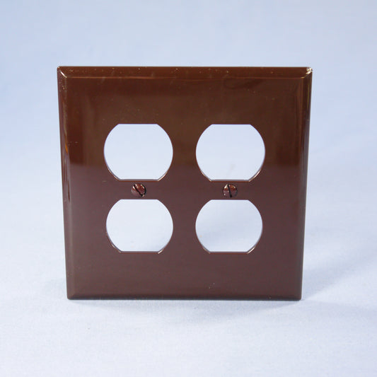 Cooper PJ82B Brown 2-Gang Duplex Outlet Unbreakable Nylon Mid-Size Wallplate