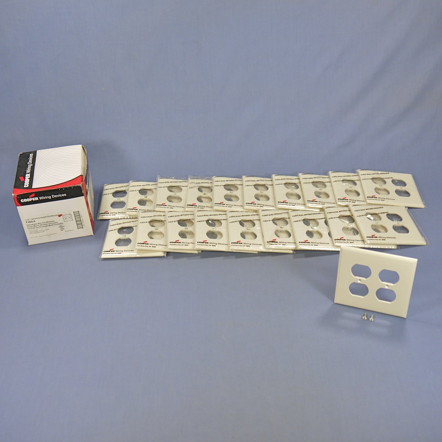 Cooper PJ82LA Light Almond 2-Gang Duplex Unbreakable Mid-Size Wallplate 20pcs