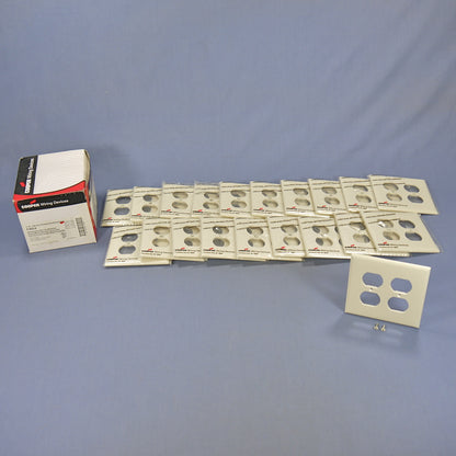 Cooper PJ82LA Light Almond 2-Gang Duplex Unbreakable Mid-Size Wallplate 20pcs