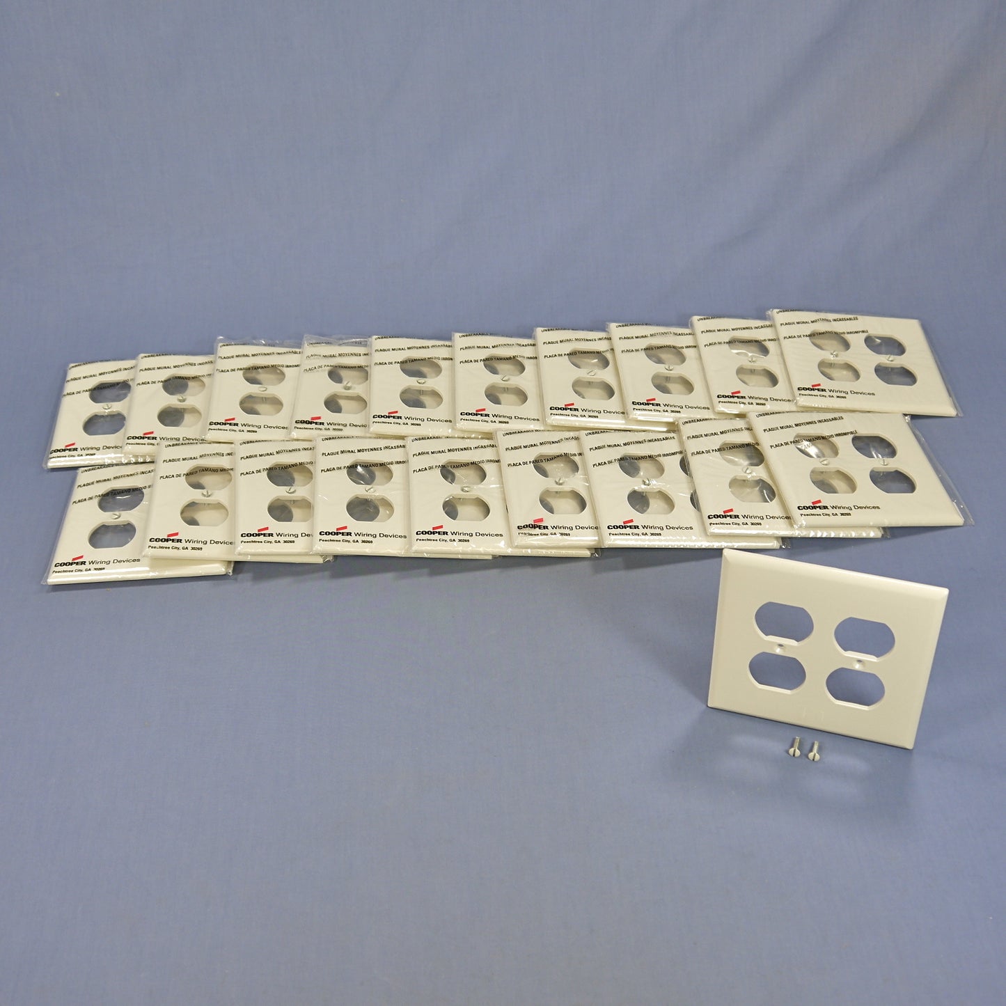 Cooper PJ82LA Light Almond 2-Gang Duplex Unbreakable Mid-Size Wallplate 20pcs