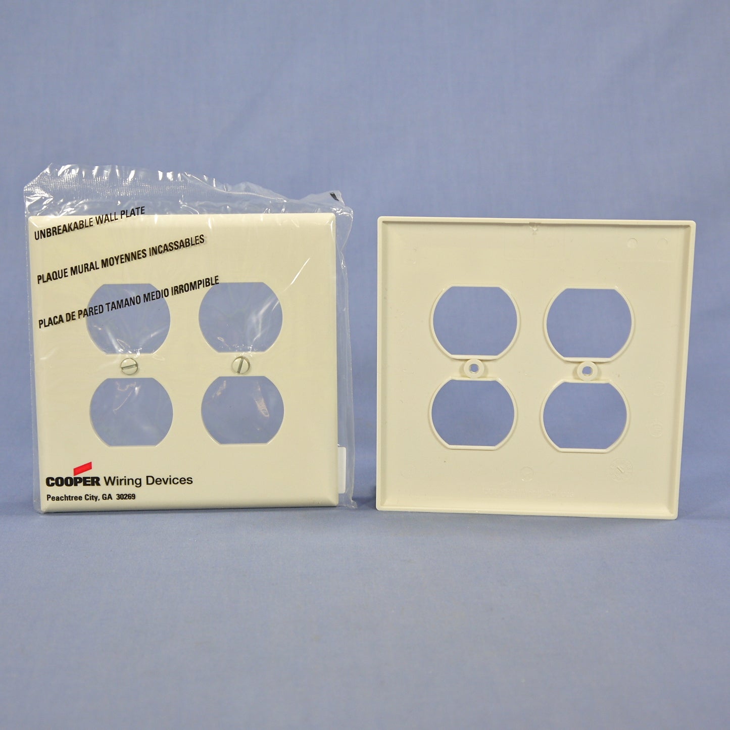 Cooper PJ82LA Light Almond 2-Gang Duplex Unbreakable Mid-Size Wallplate 20pcs