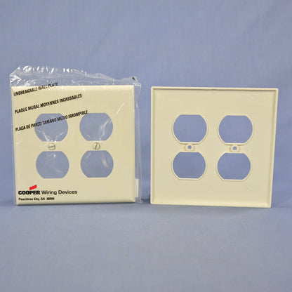 Cooper PJ82LA Light Almond 2-Gang Duplex Unbreakable Mid-Size Wallplate 20pcs