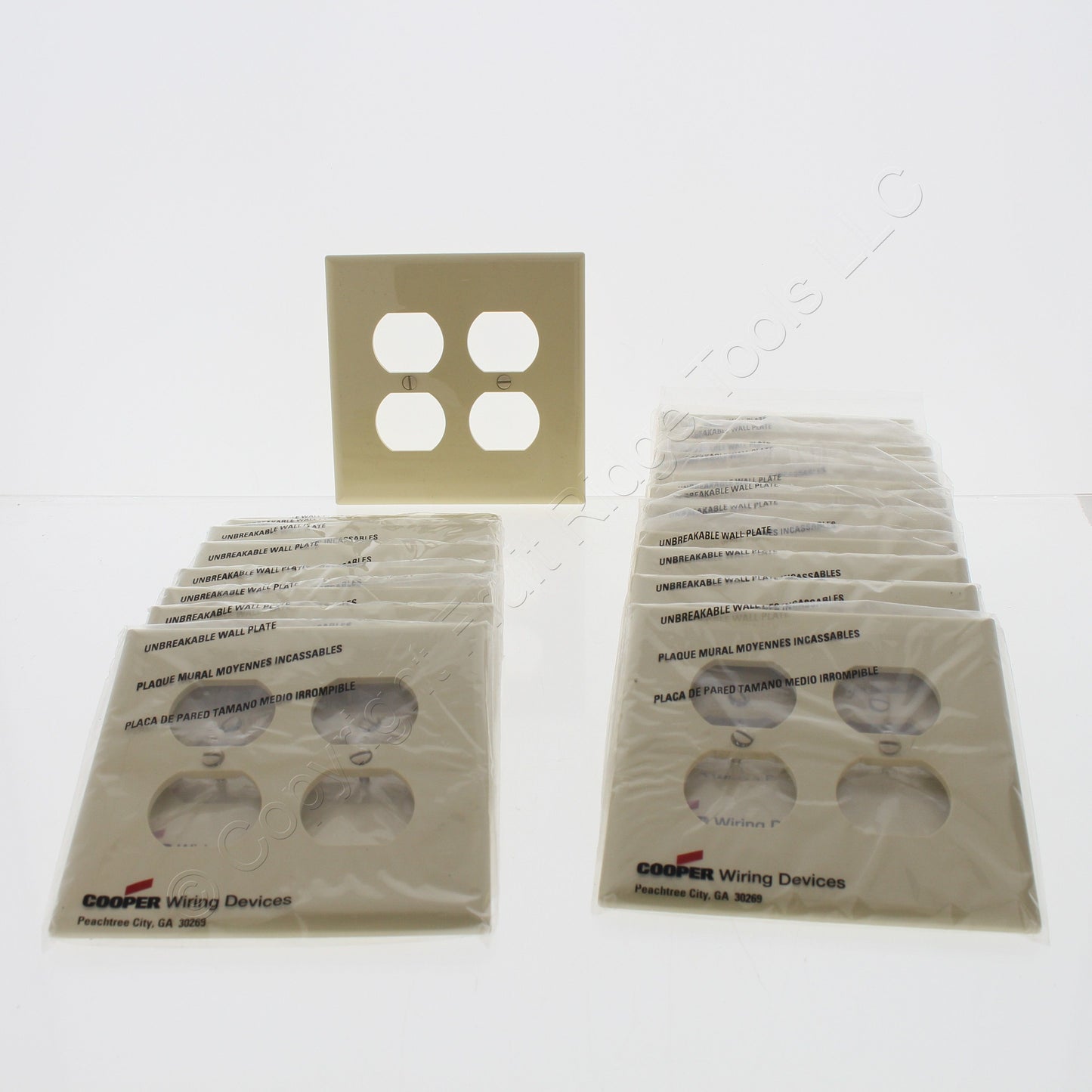 Cooper PJ82V Ivory 2-Gang Duplex Outlet Unbreakable Mid-Size Wallplates 20pcs