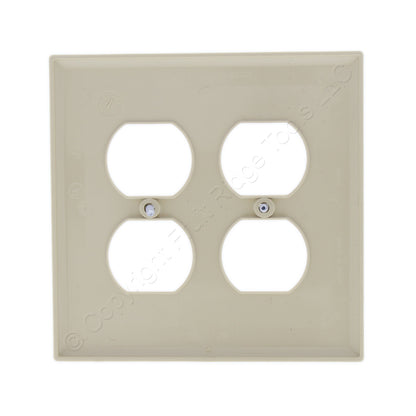 Cooper PJ82V Ivory 2-Gang Duplex Outlet Unbreakable Mid-Size Wallplates 20pcs