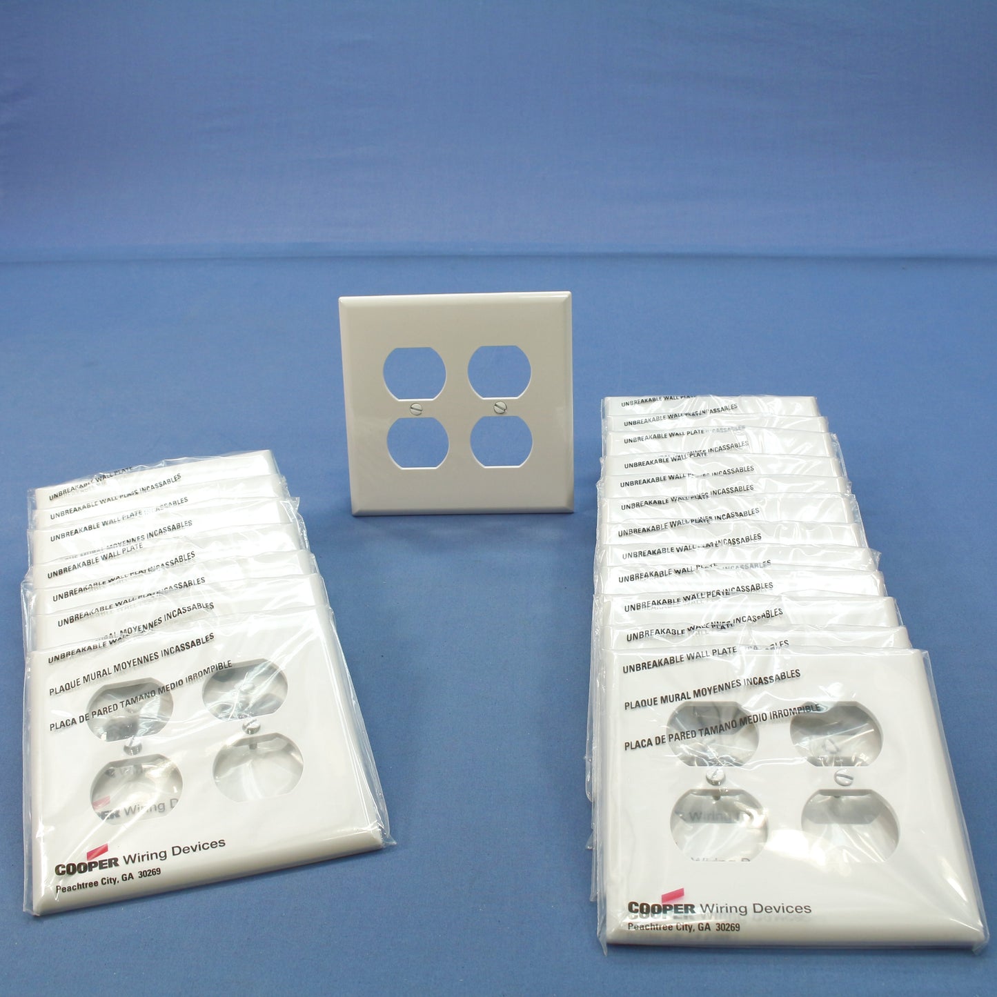 Cooper PJ82W White 2-Gang Duplex Outlet Unbreakable Mid-Size Wallplates 20pcs