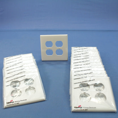 Cooper PJ82W White 2-Gang Duplex Outlet Unbreakable Mid-Size Wallplates 20pcs
