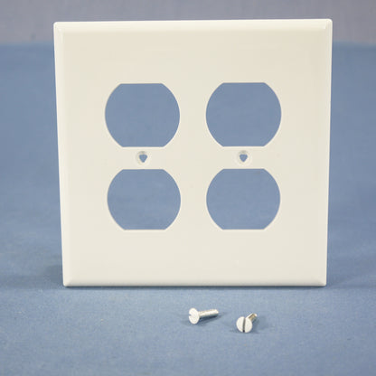 Cooper PJ82W White 2-Gang Duplex Outlet Unbreakable Nylon Mid-Size Wallplate