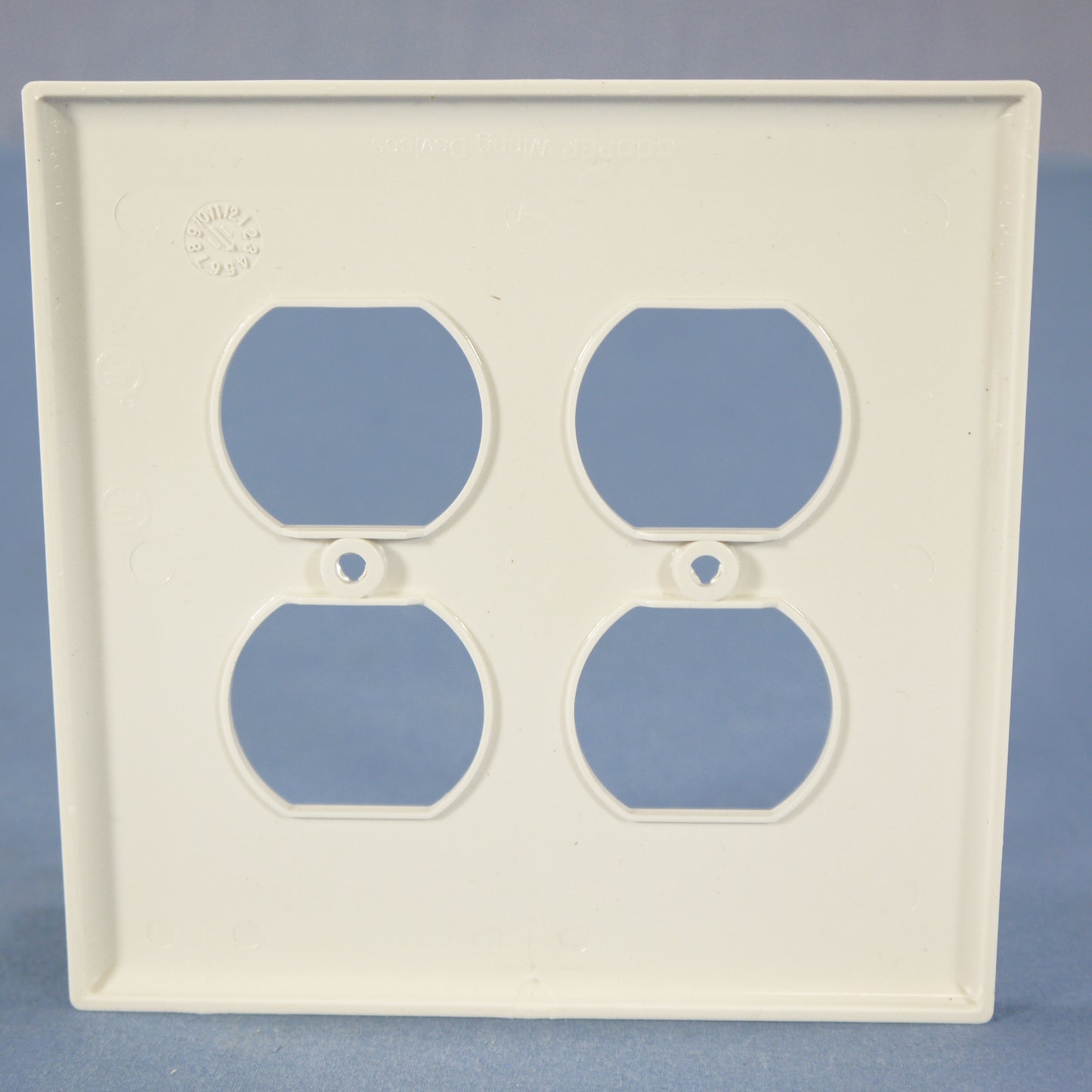 Cooper PJ82W White 2-Gang Duplex Outlet Unbreakable Nylon Mid-Size Wallplate