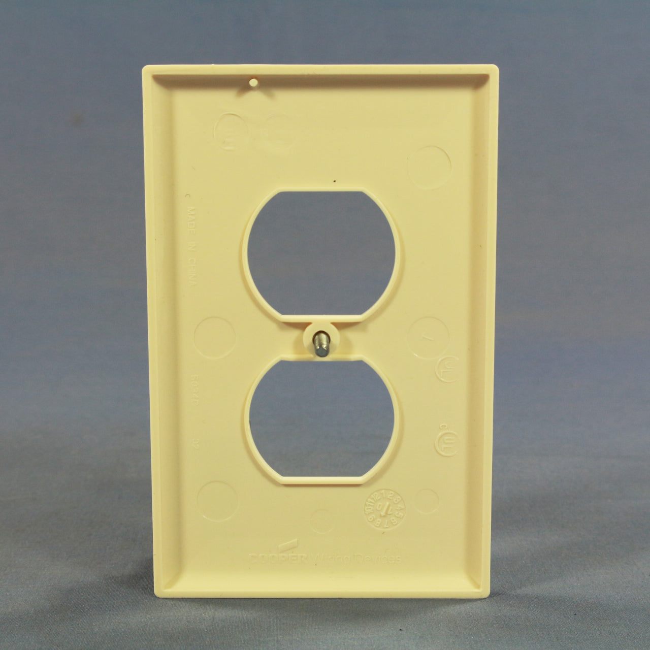 Cooper PJ8A Almond 1-Gang Duplex Outlet Unbreakable Nylon Mid-Size Wallplate