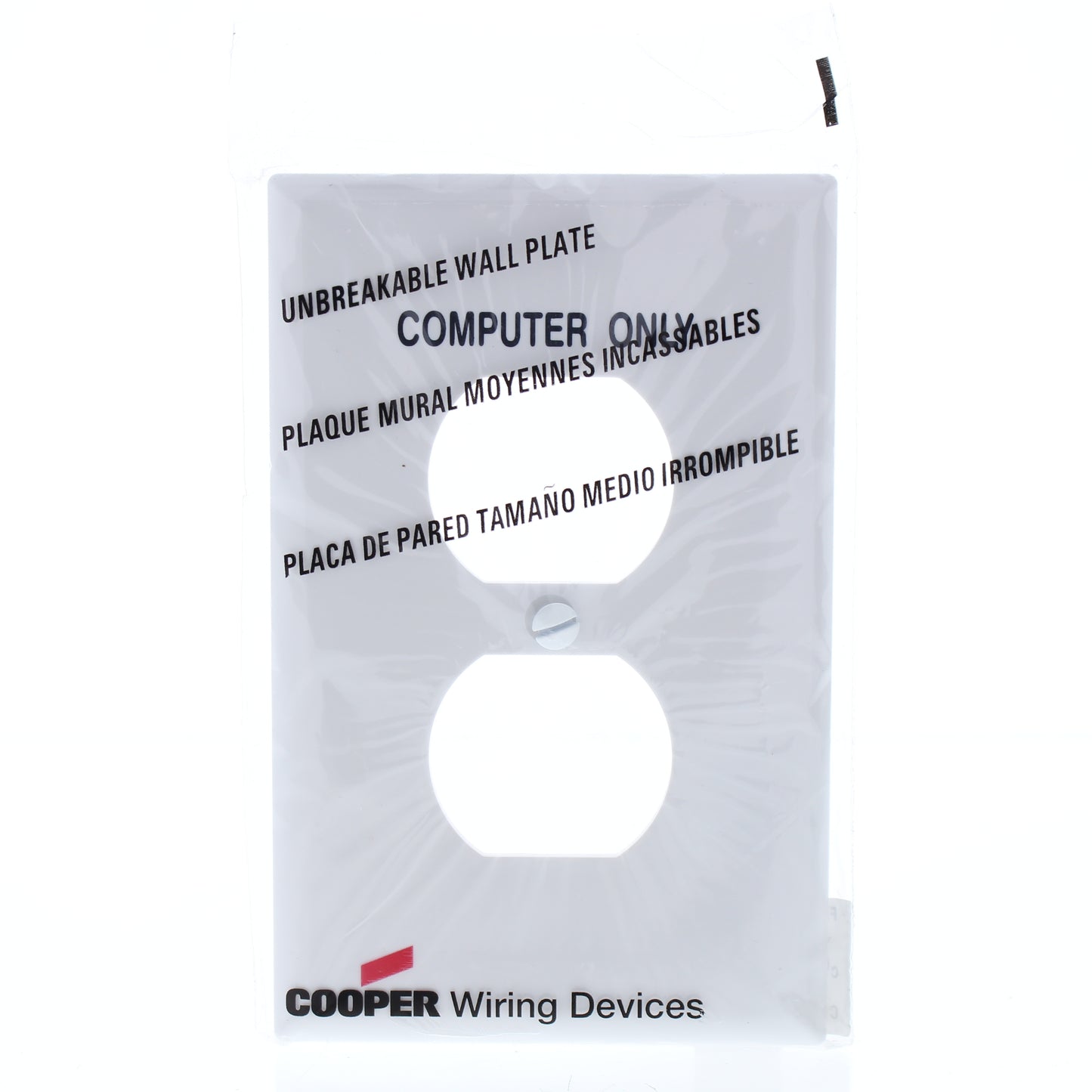 Cooper PJ8COW White 1-Gang Outlet Unbreakable Midway Wallplate Computer Only