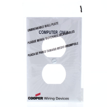 Cooper PJ8COW White 1-Gang Outlet Unbreakable Midway Wallplate Computer Only
