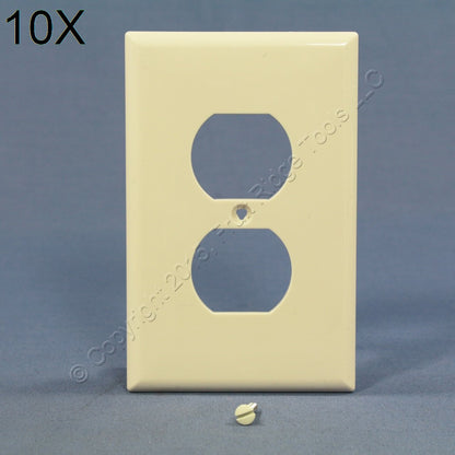 10 Light Almond Mid-size Unbreakable Receptacle Wall Plate Outlet Covers PJ8LA