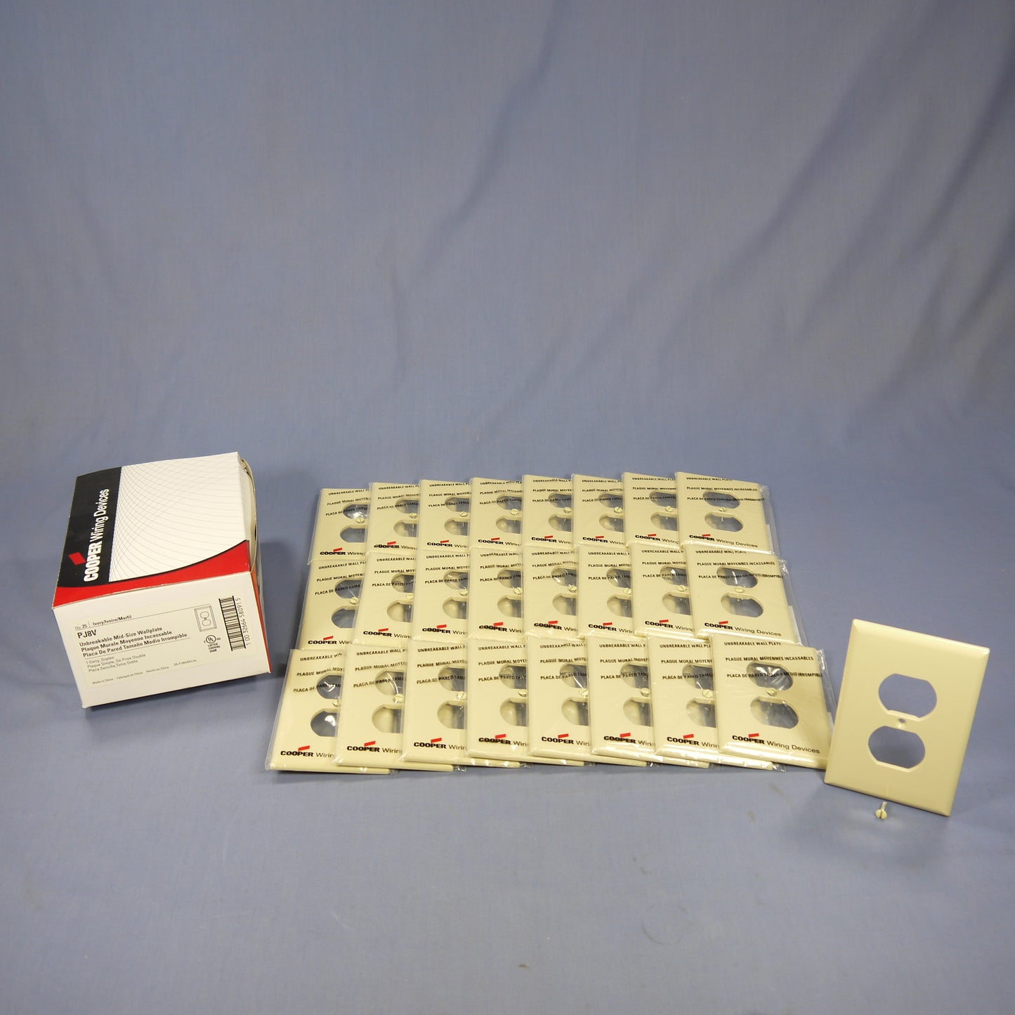 Cooper PJ8V Ivory 1-Gang Duplex Unbreakable Nylon Mid-Size Wallplate Cover 25pcs
