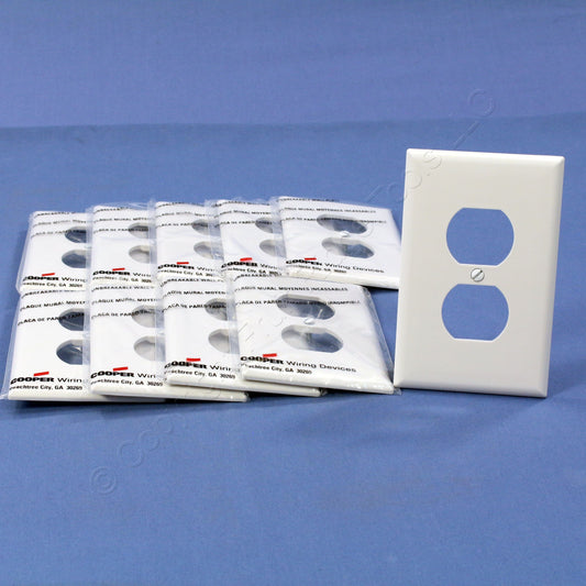 Cooper PJ8W White 1-Gang Duplex Unbreakable Nylon Mid-Size Wallplate Cover 10pcs
