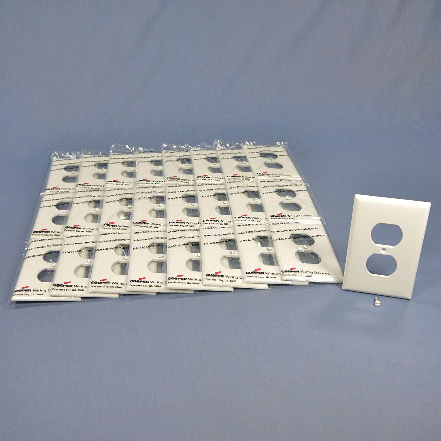 Cooper PJ8W White 1-Gang Duplex Unbreakable Nylon Mid-Size Wallplate Cover 25pcs