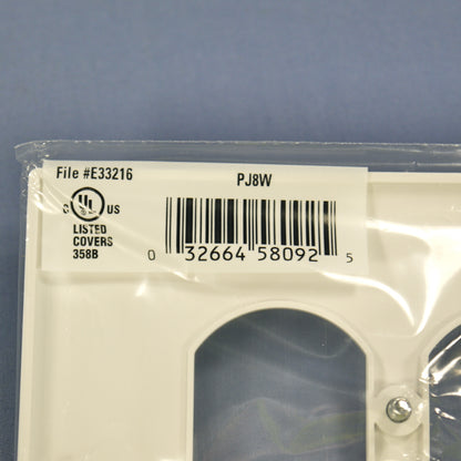 Cooper PJ8W White 1-Gang Duplex Outlet Unbreakable Nylon Mid-Size Wallplate
