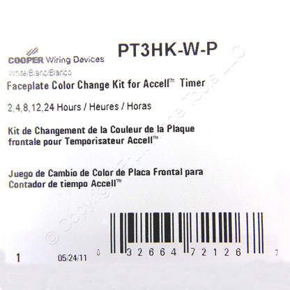 Cooper Accell White Color Change Kit For 2,4,8,12,24 Hour Timer PT3HK-W-P