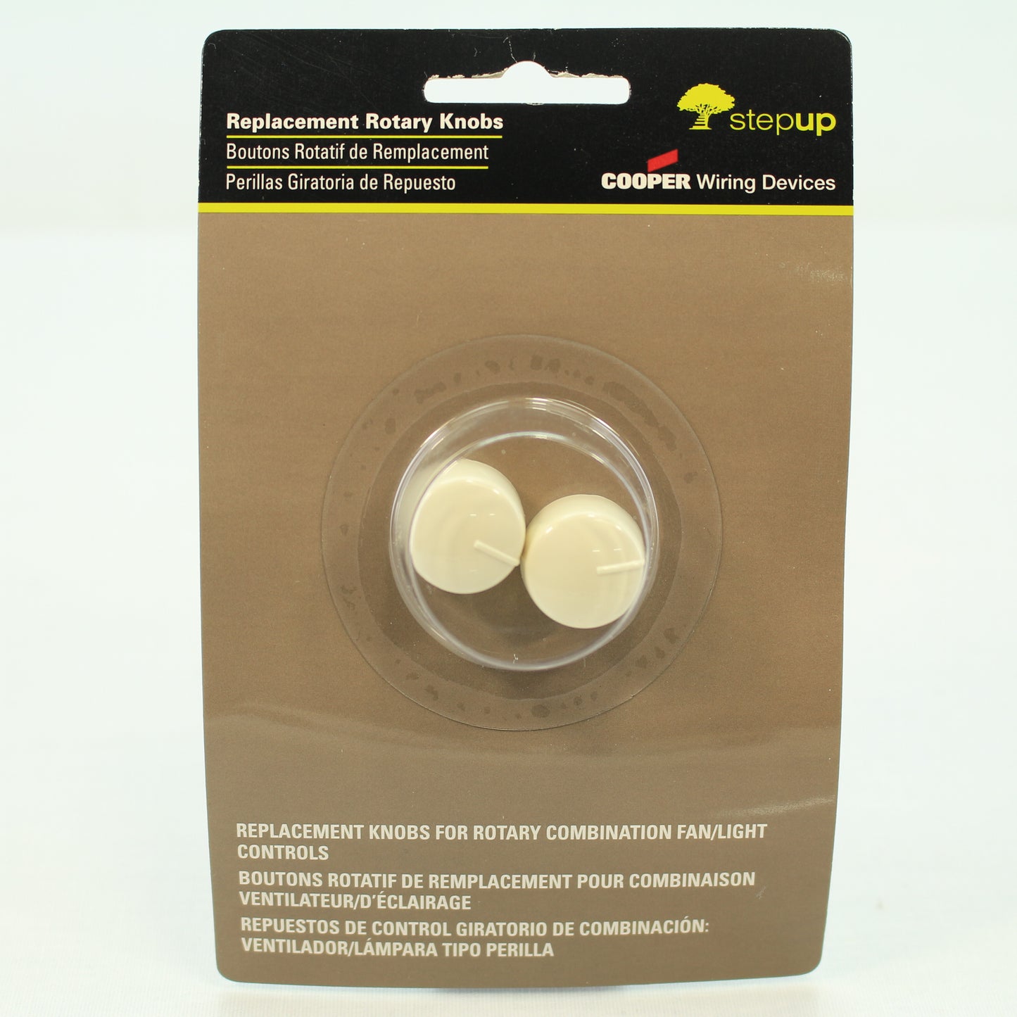2 Cooper Almond Replacement Knobs for Rotary Combo Fan Control Dimmer RKRC-A-BP